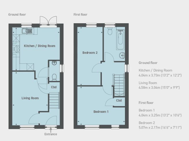 Floor plan, 2 bedroom house  - artist's impression subject to change